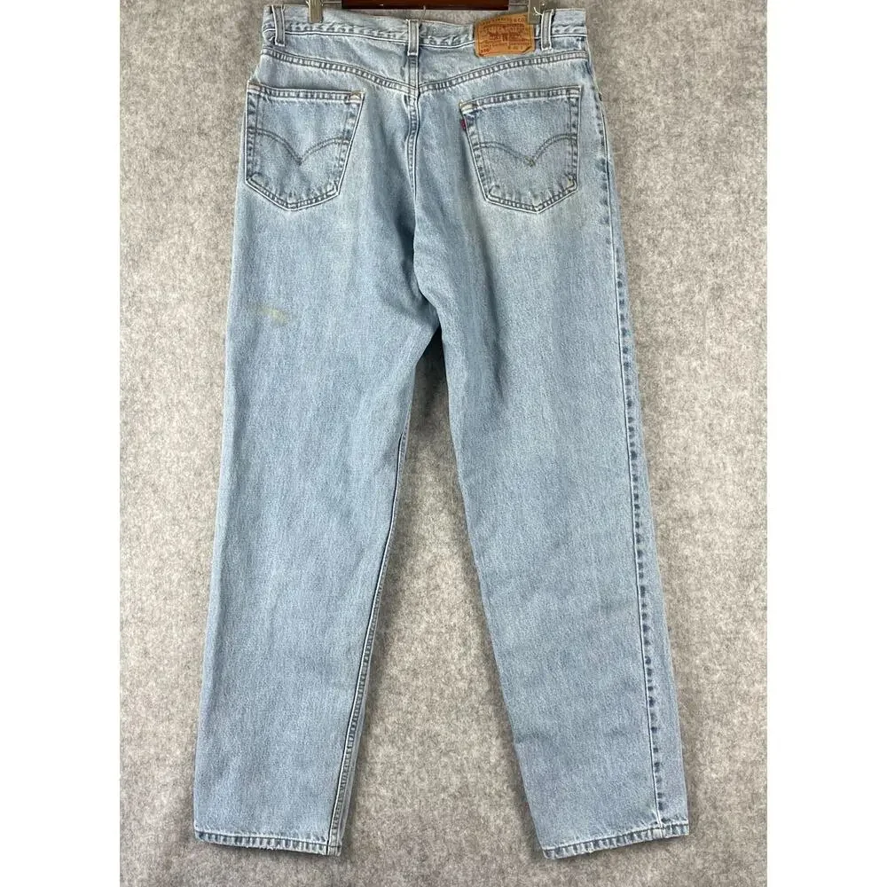 Vintage Levis 550 Jeans Mens 36x34 Relaxed Fit Light Wash 90s Thrashed Destroyed